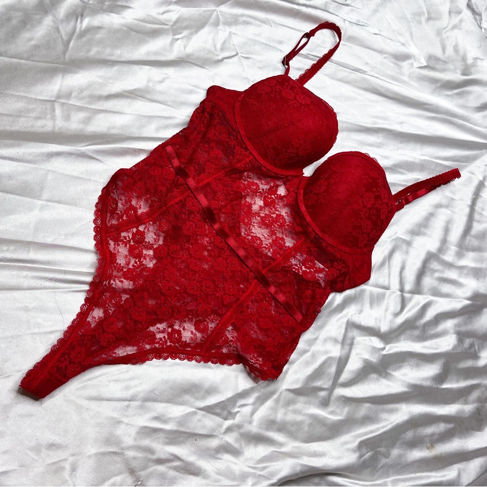 F21 red bodysuit
